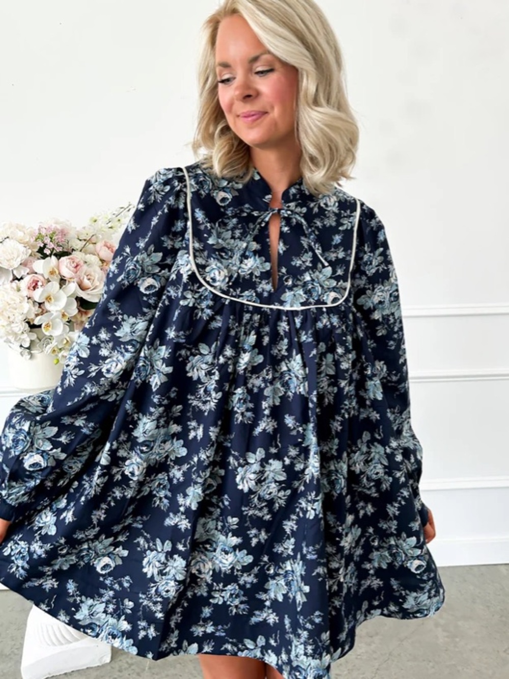 NWT Mable FLORALS OF FALL NAVY MINI DRESS S